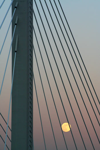 509 bridge and moon at dusk