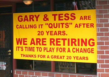 Gary's Steak Out farewell sign