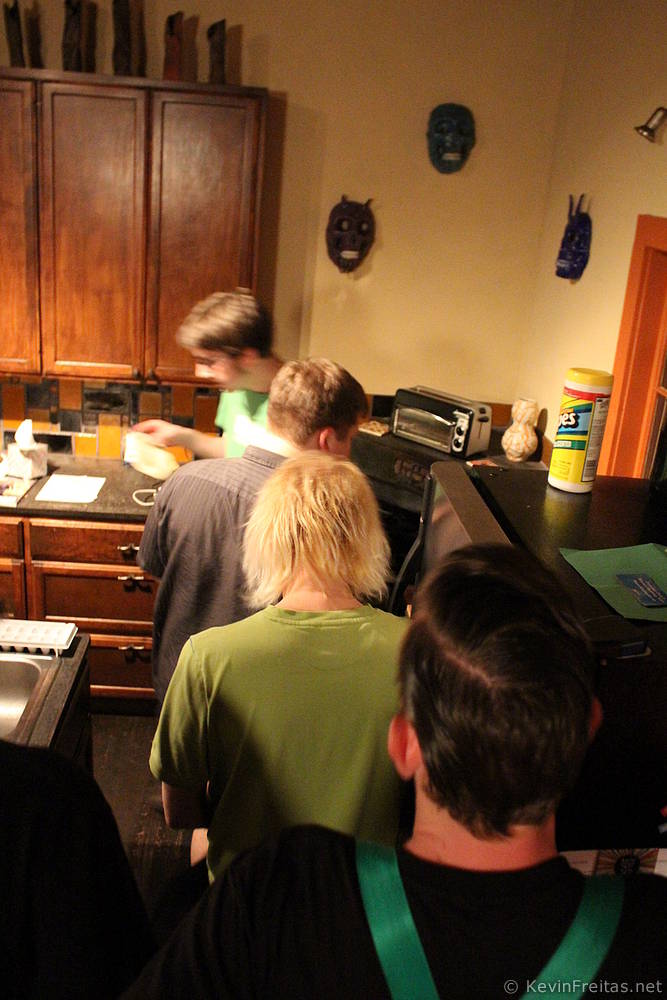 Line in the kitchen for some surprise brisket from our amazing host Jennifer | Austin, TX | honktx