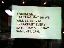 Paddy Coyne's breakfast sign